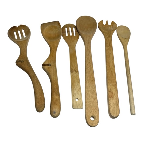 Set of 6 wooden kitchen utensils - Picture 1 of 6